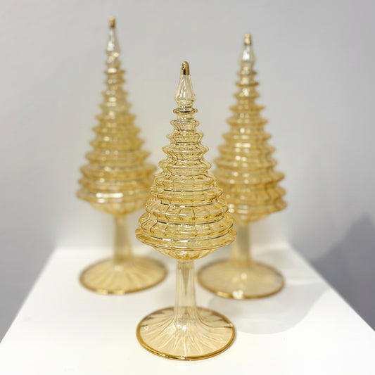 Blown Glass Tabletop Christmas Tree - Spruce Yellow
