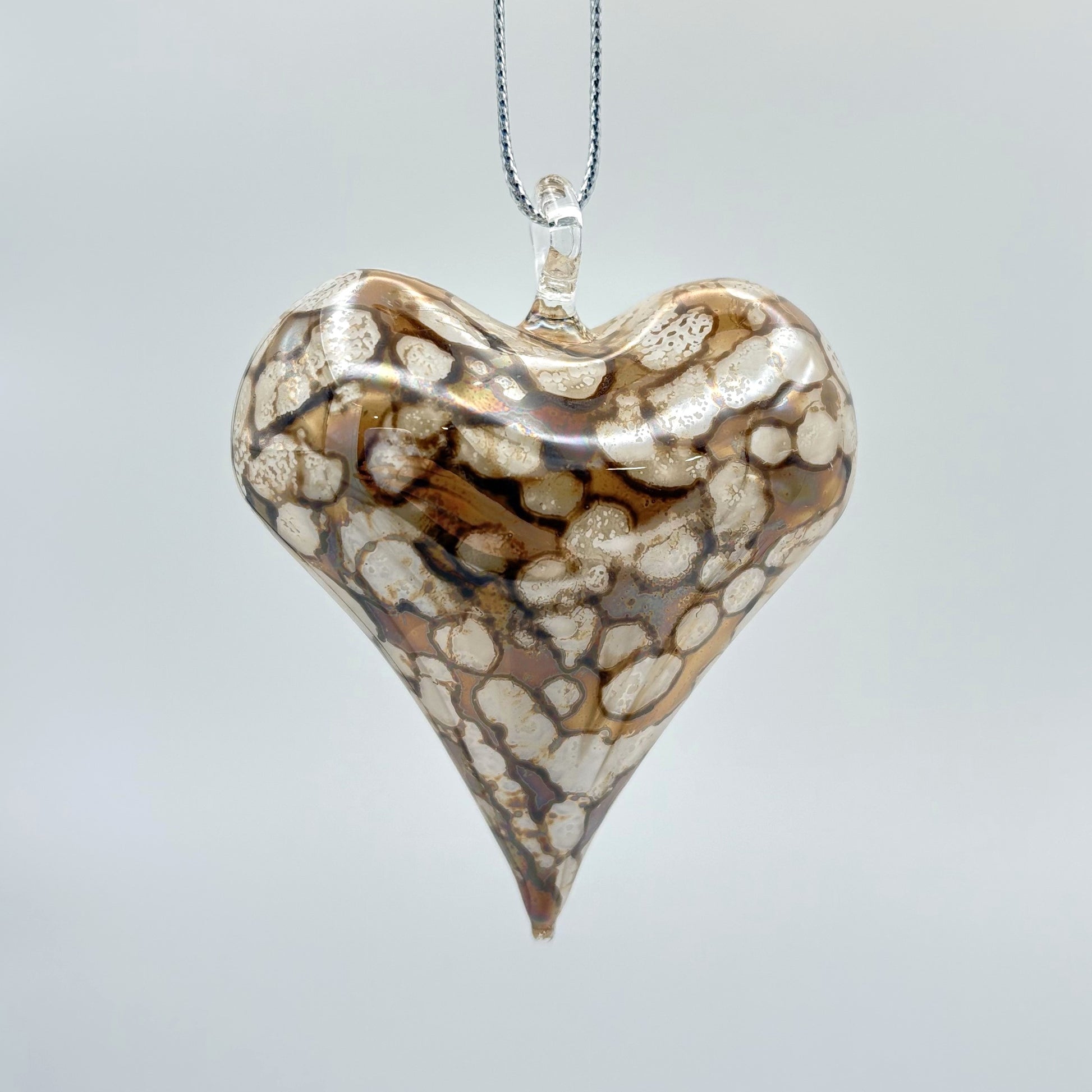Blown Glass Ornament - Heart: Multi / Brown