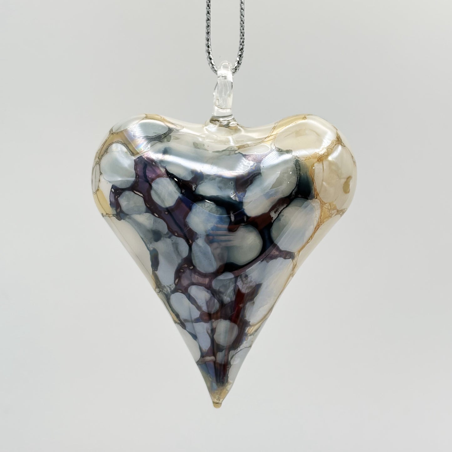 Blown Glass Ornament - Heart: Multi / Yellow