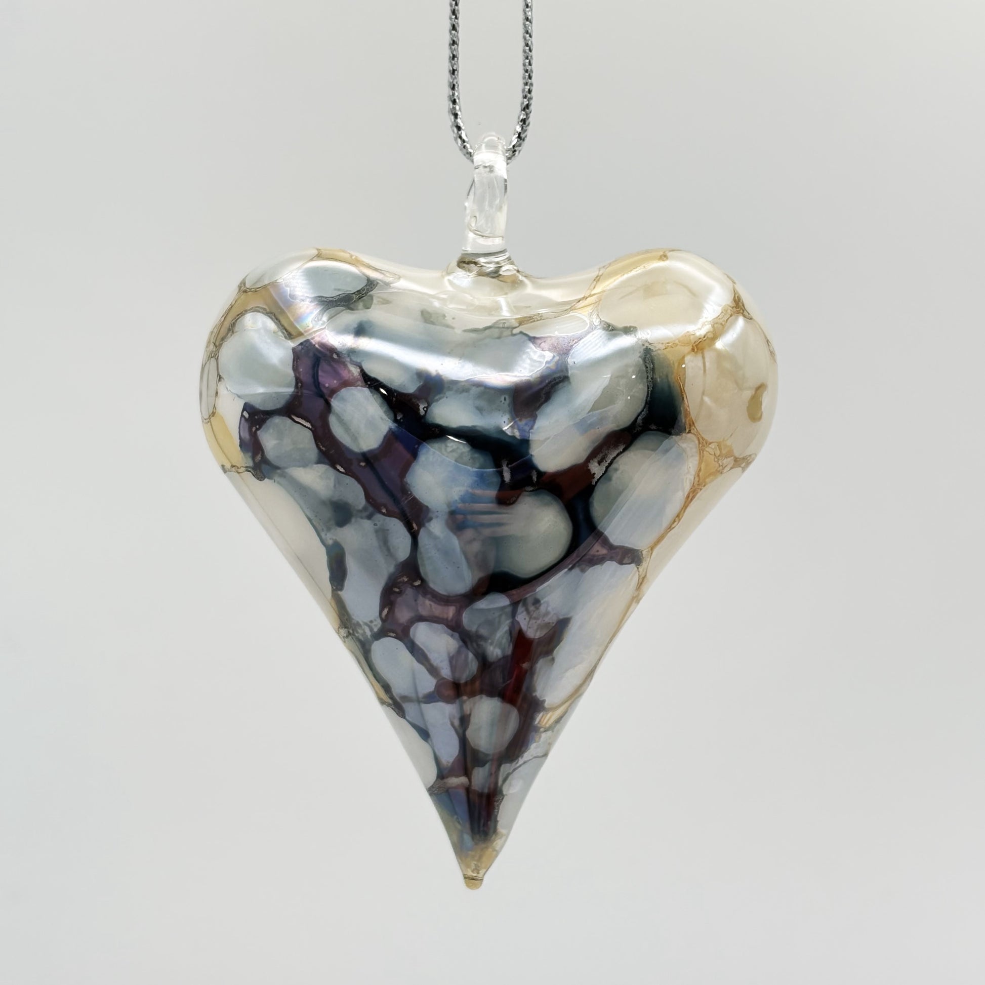 Blown Glass Ornament - Heart: Multi / Yellow