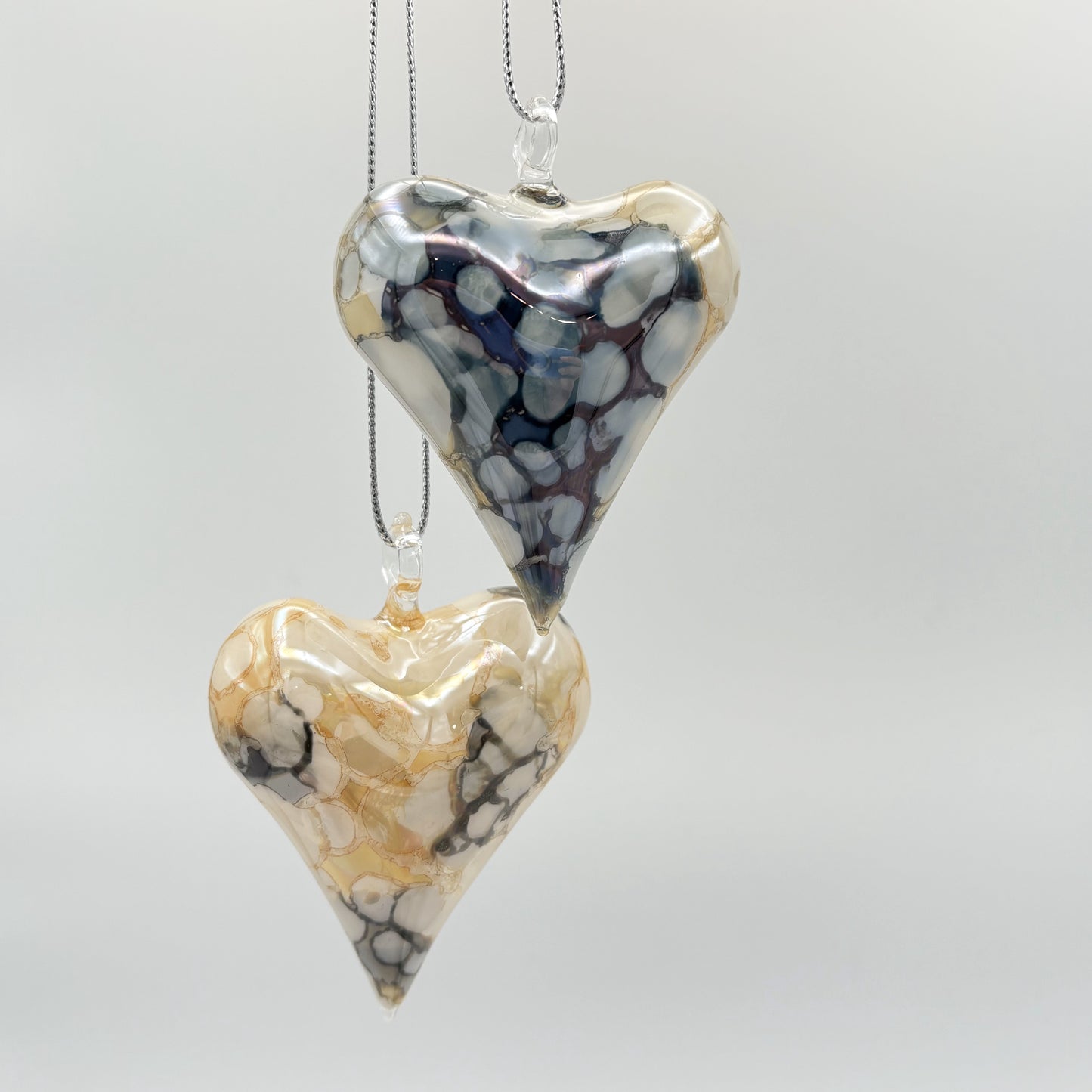 Blown Glass Ornament - Heart: Multi / Yellow