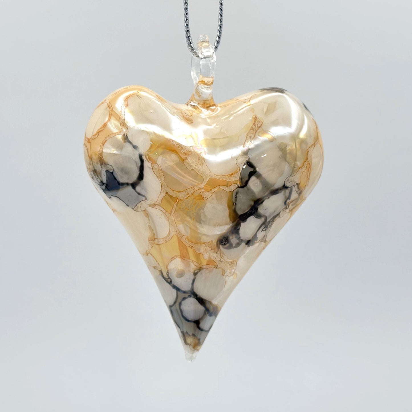 Blown Glass Ornament - Heart: Multi / Yellow