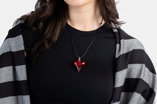 Blown Glass Heart Pendant - Red