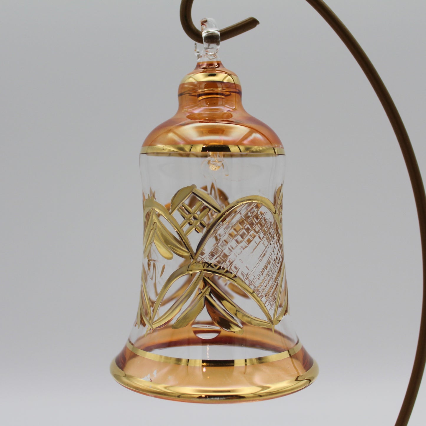 Blown Glass Ornament - Engraved Bell