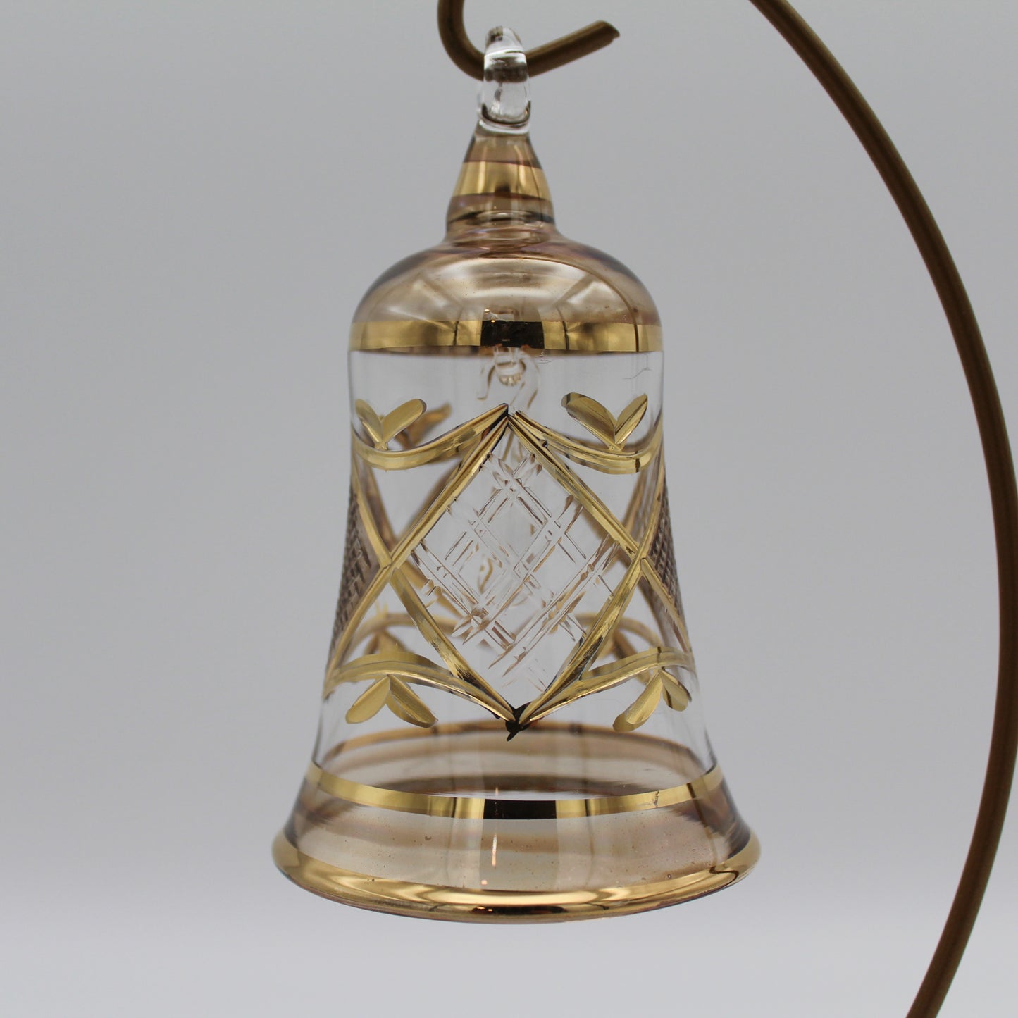 Blown Glass Ornament - Engraved Bell