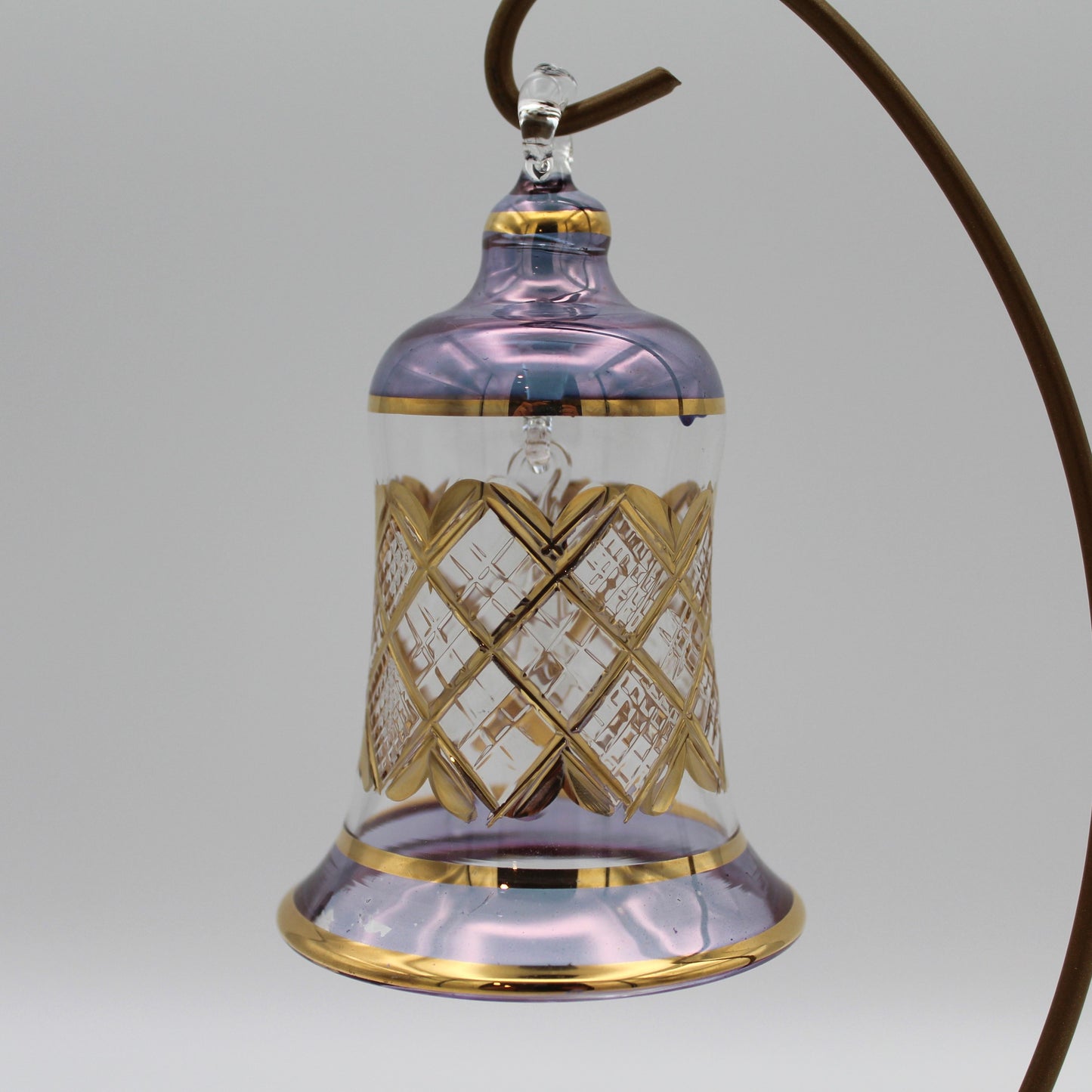 Blown Glass Ornament - Engraved Bell