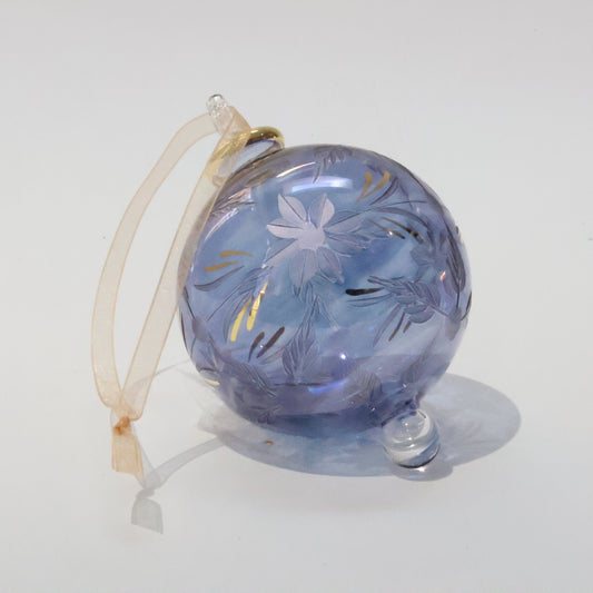 Blown Glass Ornament - Flowers in Blue