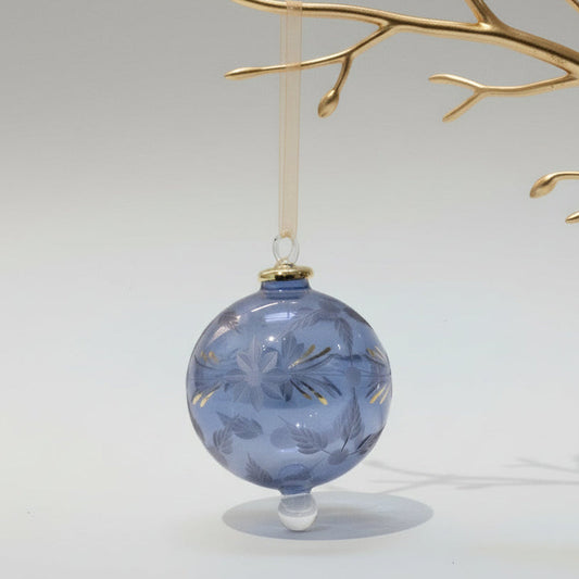 Blown Glass Ornament - Flowers in Blue