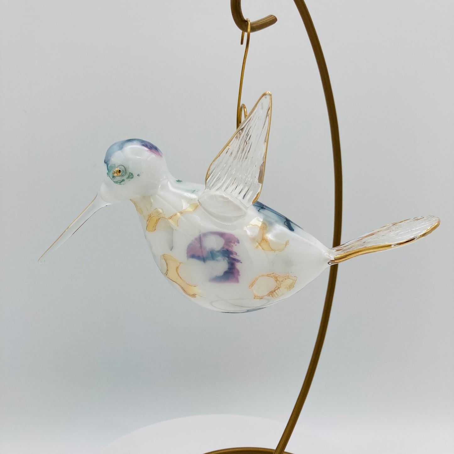 Blown Glass Ornament - Hummingbird: Multi / Green