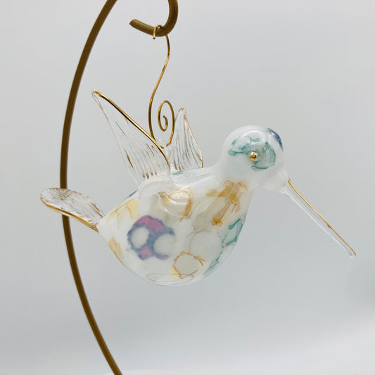 Blown Glass Ornament - Hummingbird: Multi / Green