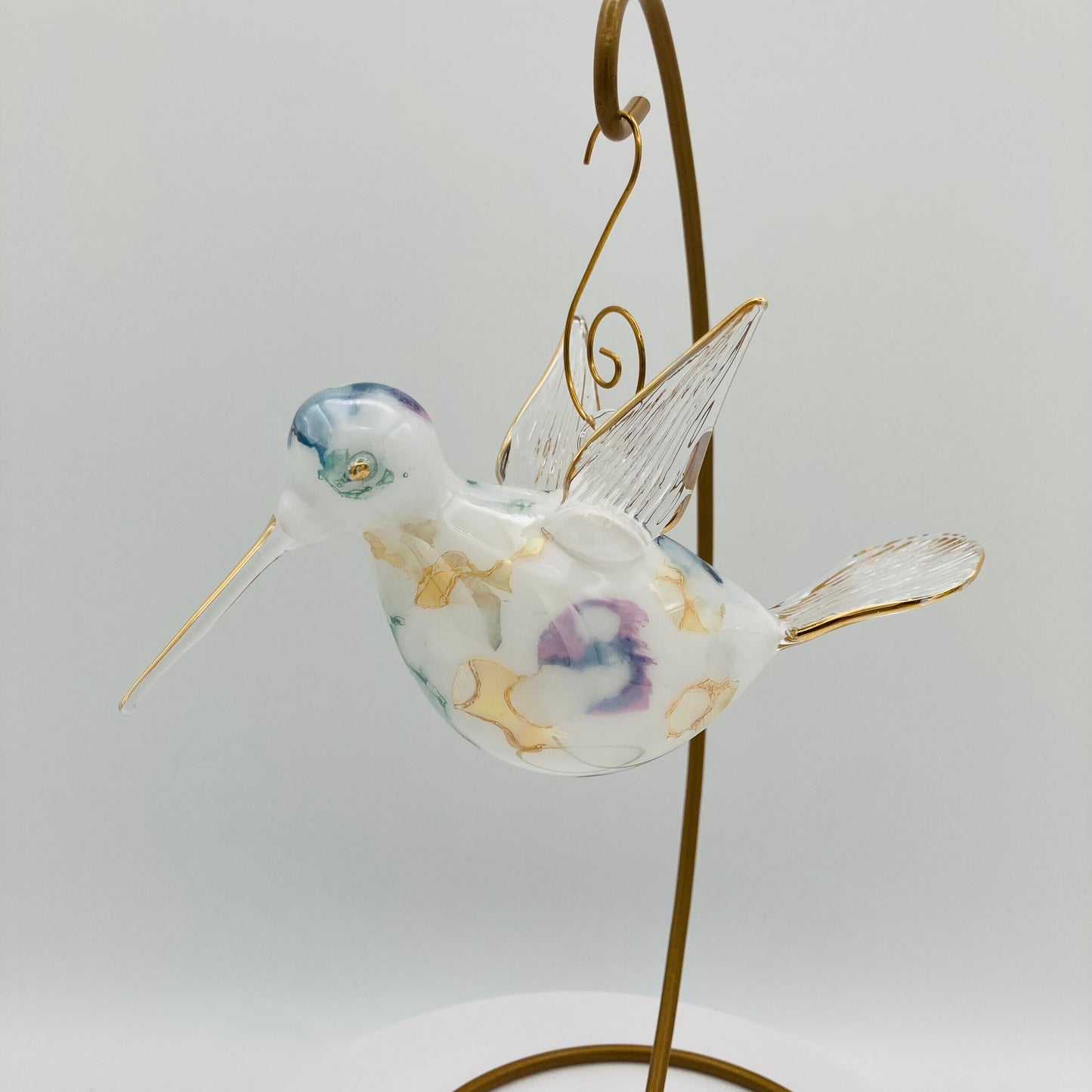 Blown Glass Ornament - Hummingbird: Multi / Green
