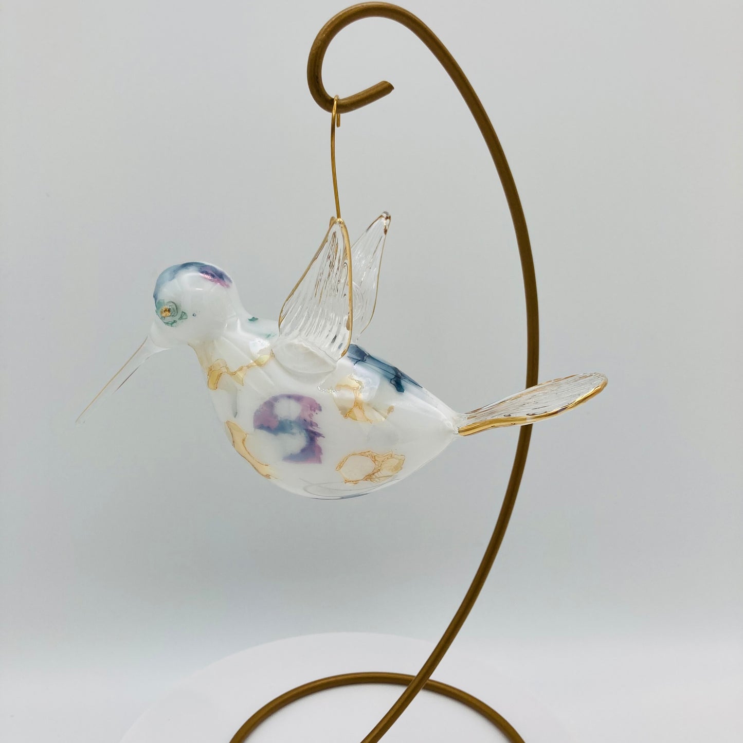 Blown Glass Ornament - Hummingbird: Multi / Green