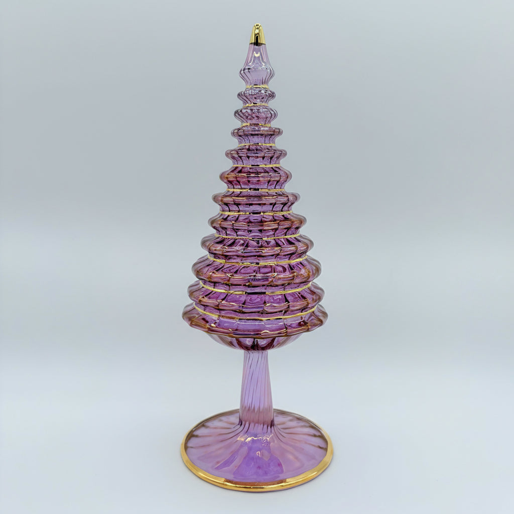 Blown Glass Tabletop Christmas Tree - Spruce Pink
