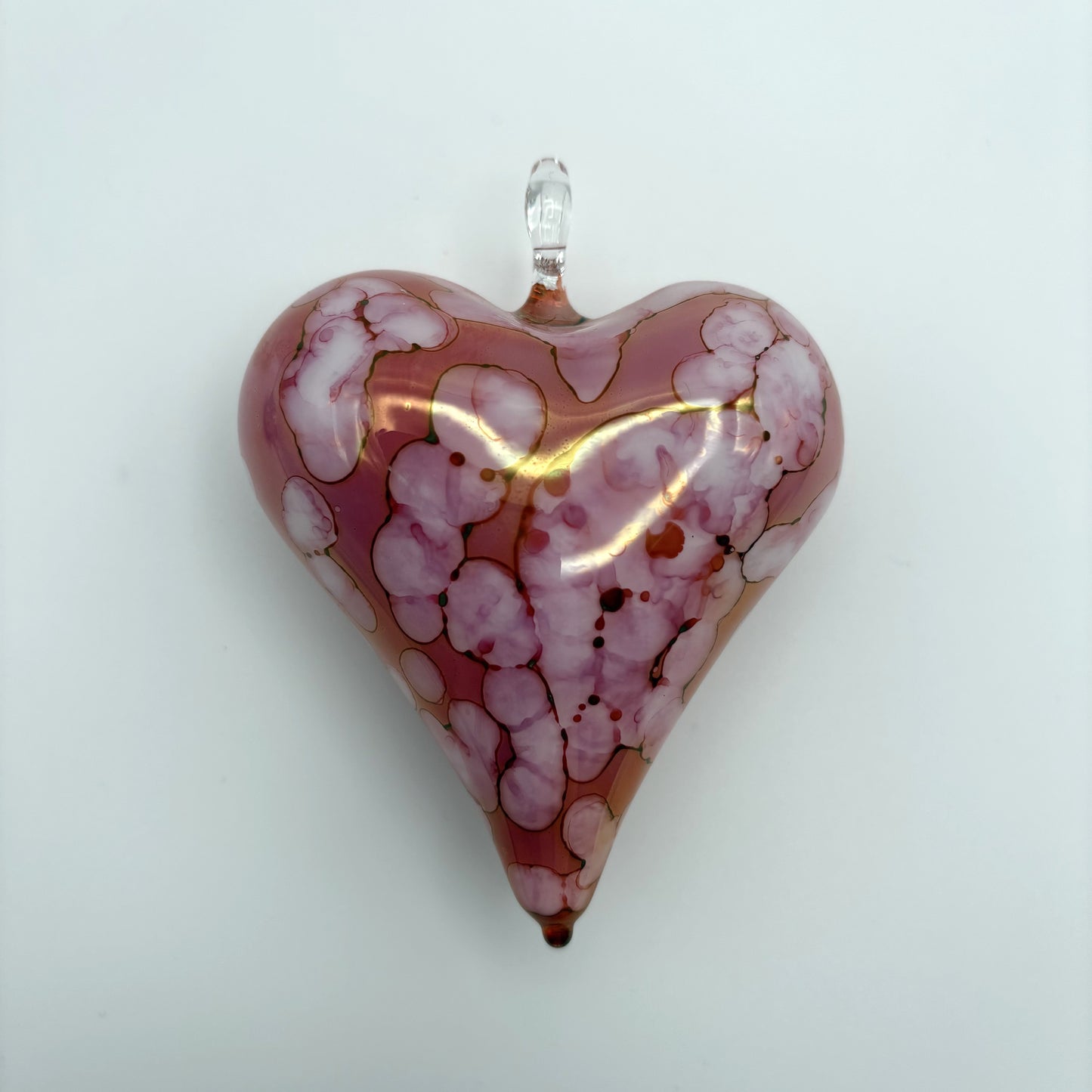 Blown Glass Ornament - Heart: Multi / Pink