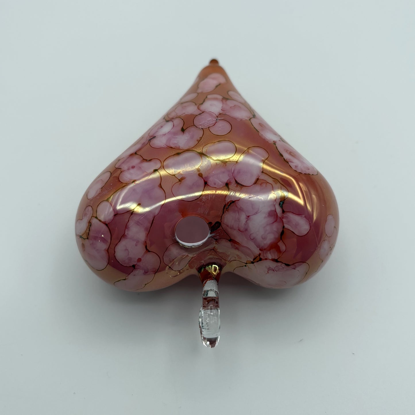 Blown Glass Ornament - Heart: Multi / Pink