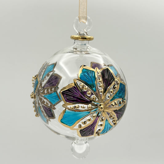 Blown Glass Ornament - Mauve Flower
