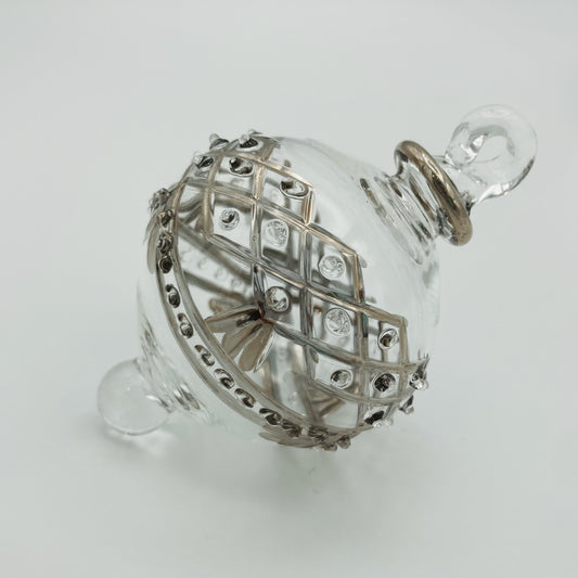 Blown Glass Ornament - Baroque Garland Silver