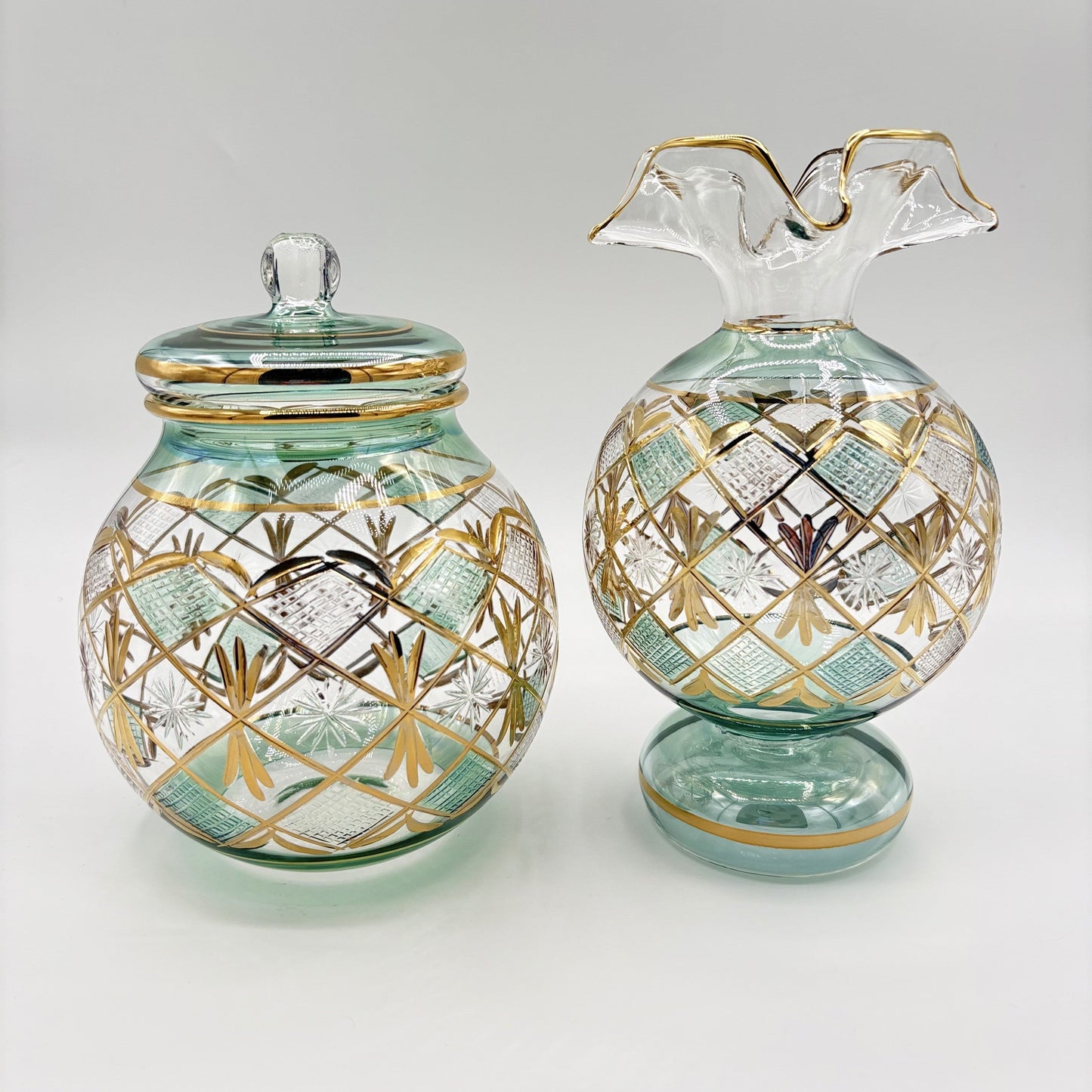 Blown Glass Jar - Starburst Green