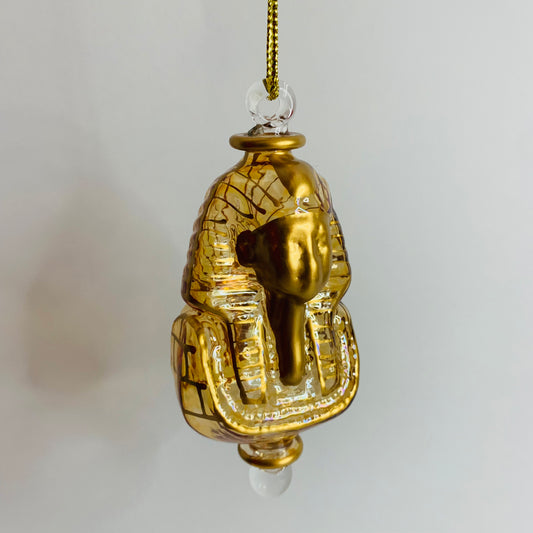 Blown Glass Ornament - Mask of King Tut Gold