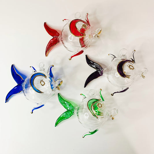 Blown Glass Ornament - Balloon Fish Red
