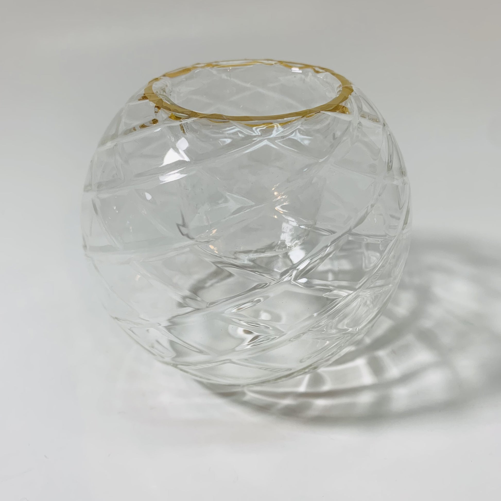 Blown Glass Candle Holder - Harlequin Clear