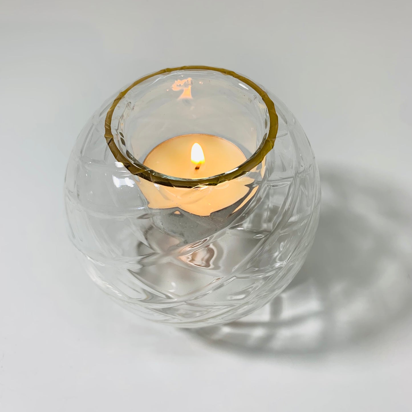 Blown Glass Candle Holder - Harlequin Clear