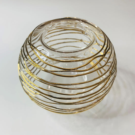 Blown Glass Candle Holder - Gold Spiral