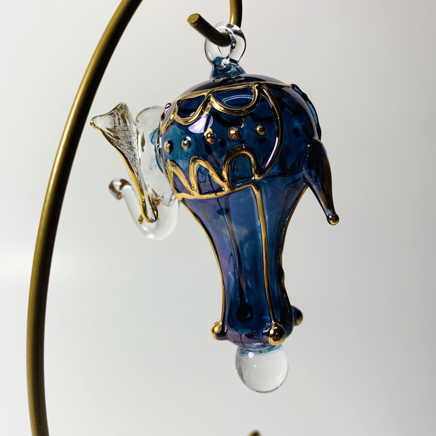 Blown Glass Ornament - Elephant Blue