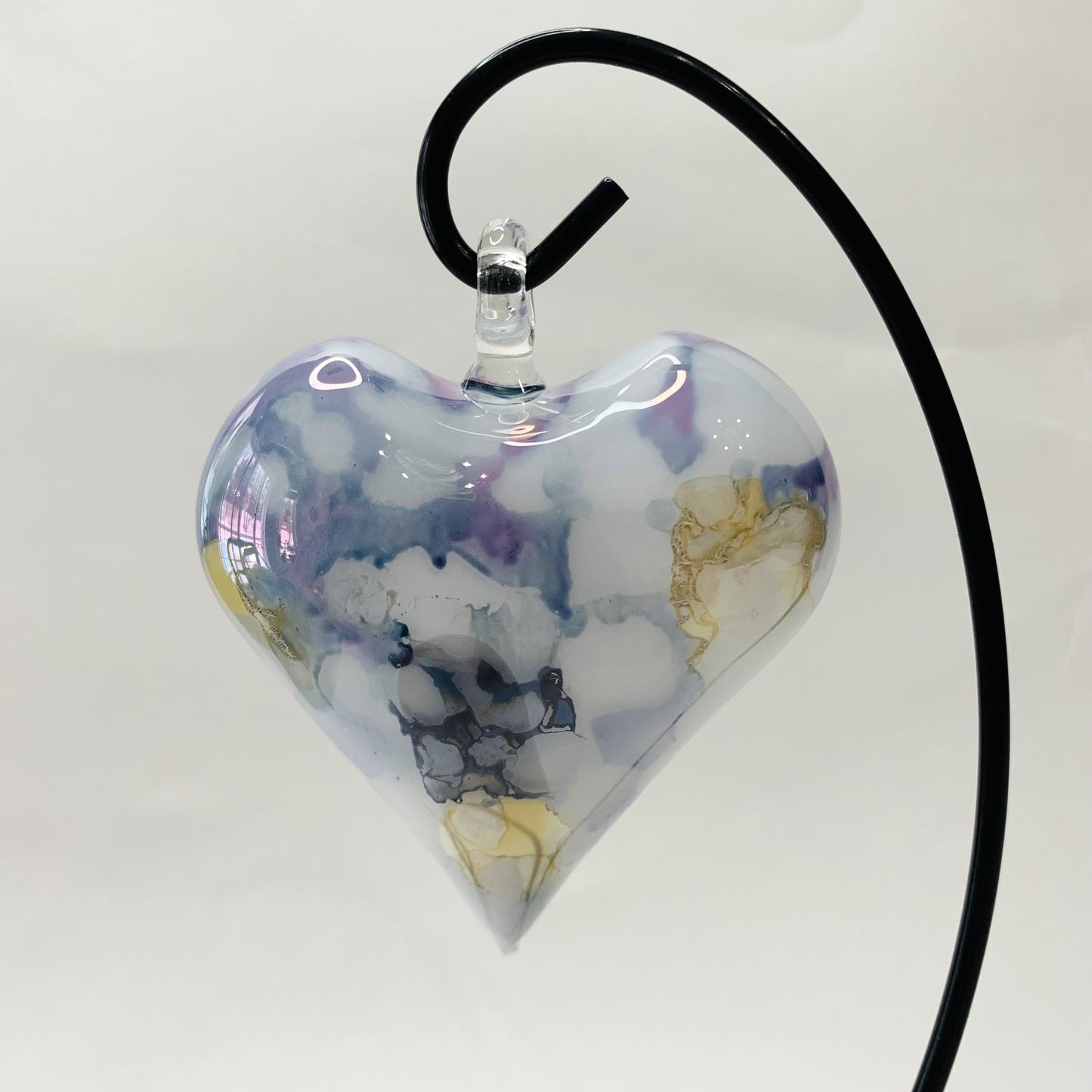 Blown Glass Ornament - Heart: Multi / Pastel