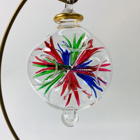 Blown Glass Ornament - Blossoms Multi