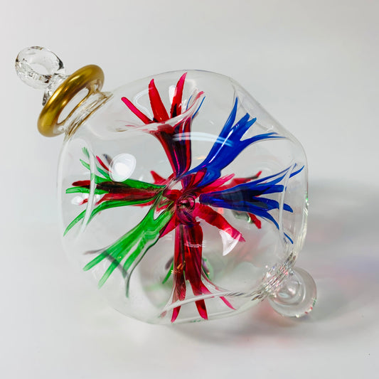 Blown Glass Ornament - Blossoms Multi