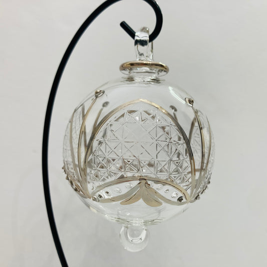 Blown Glass Ornament - Gothic Arch Silver