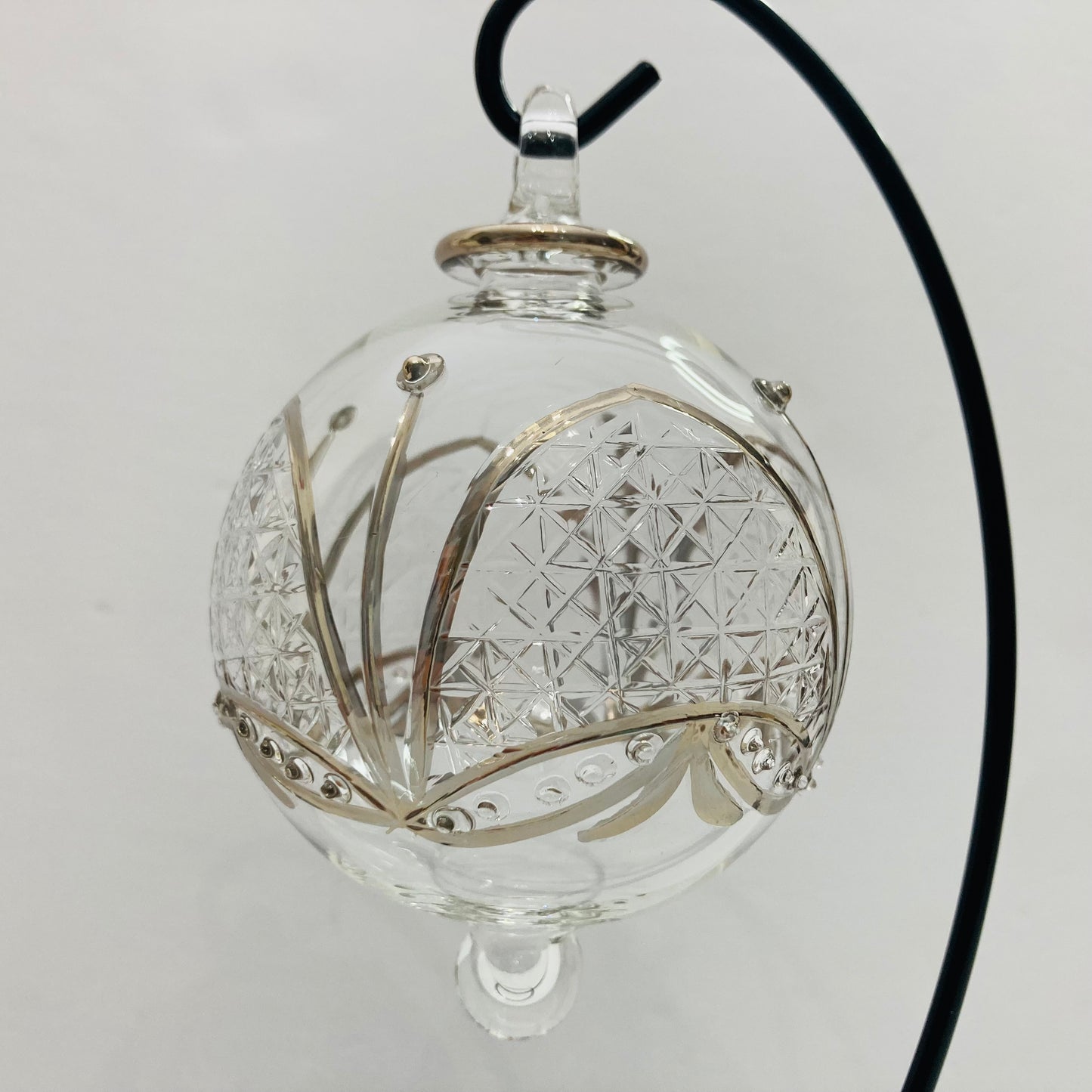 Blown Glass Ornament - Gothic Arch Silver