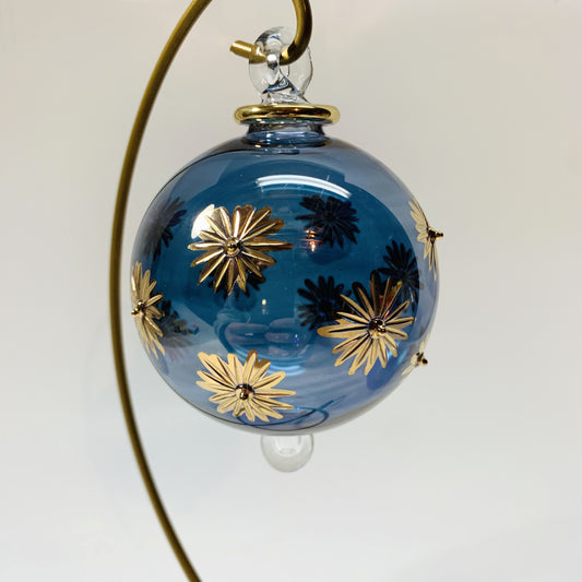 Blown Glass Ornament - Starry Blue Sky