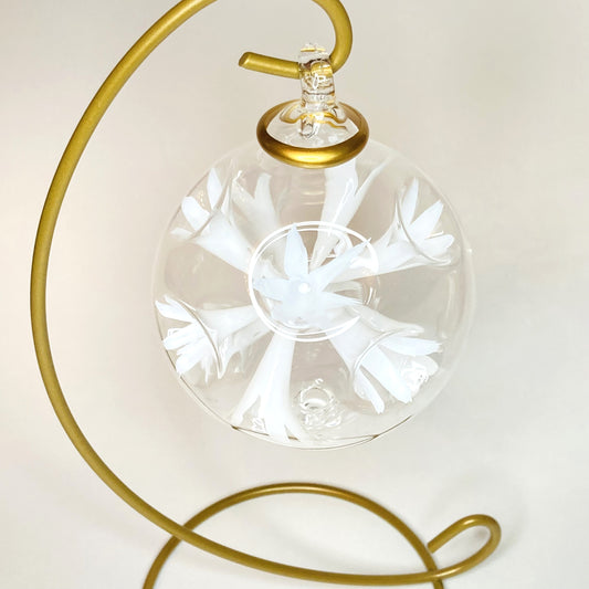 Blown Glass Ornament - Blossoms White