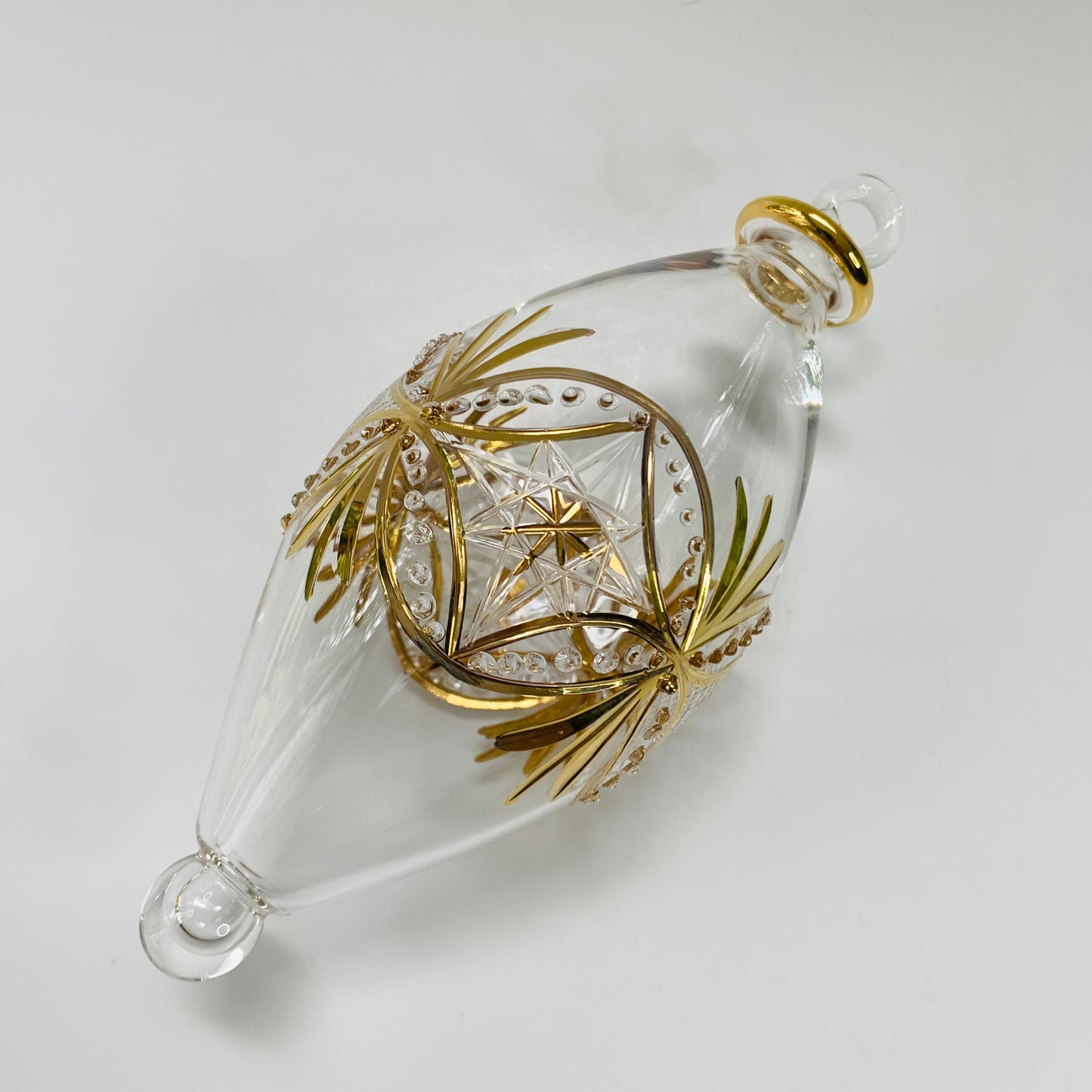Blown Glass Oval Ornament - Gold Carousel