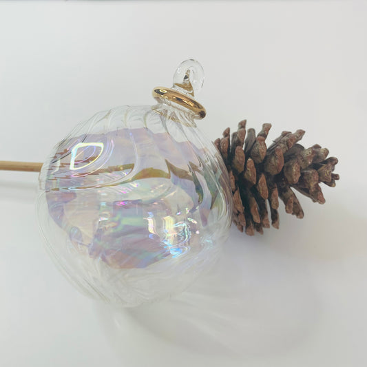 Blown Glass Ornament - Wavy Iridescent