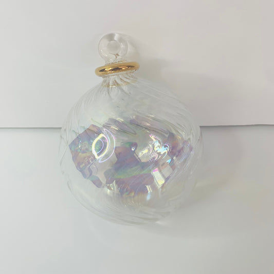 Blown Glass Ornament - Wavy Iridescent