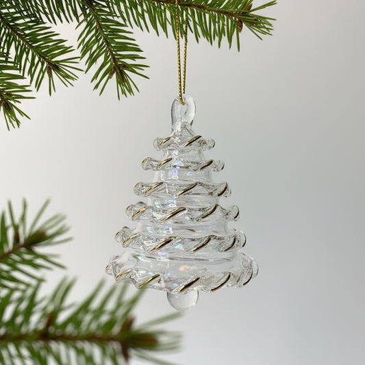 Blown Glass Ornament - White Spruce Tree