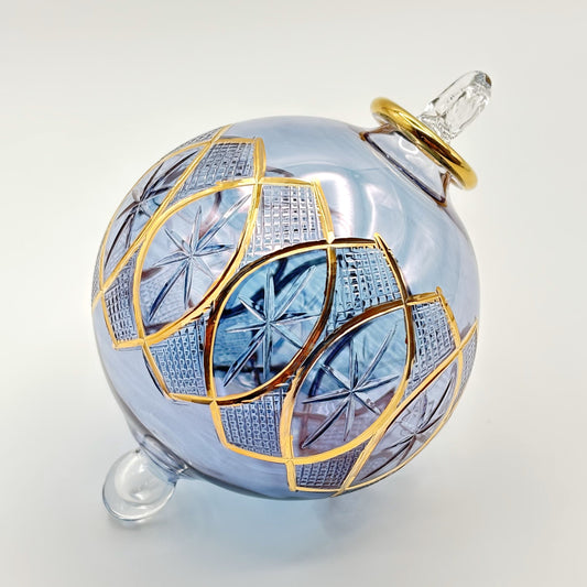 Blown Glass Ornament - Celestial Star Blue