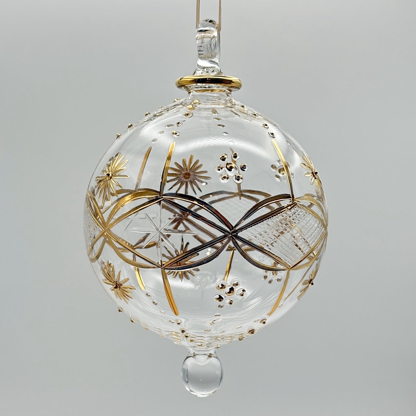 Blown Glass Ornament - Gold Dew Drops