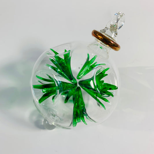 Blown Glass Ornament - Blossoms Green
