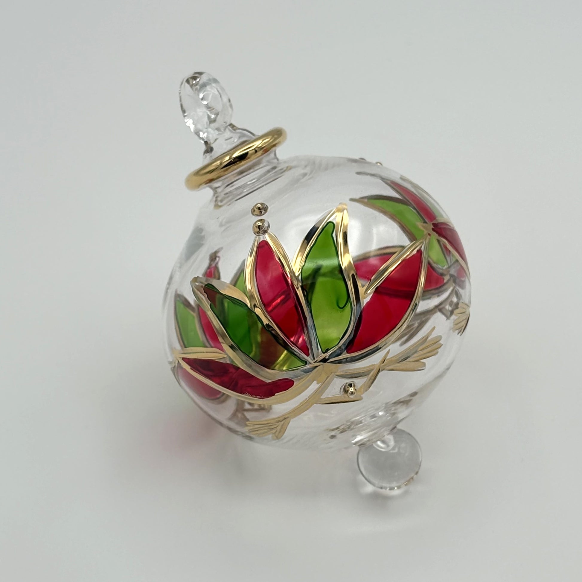 Blown Glass Small Ornament - Red Lotus