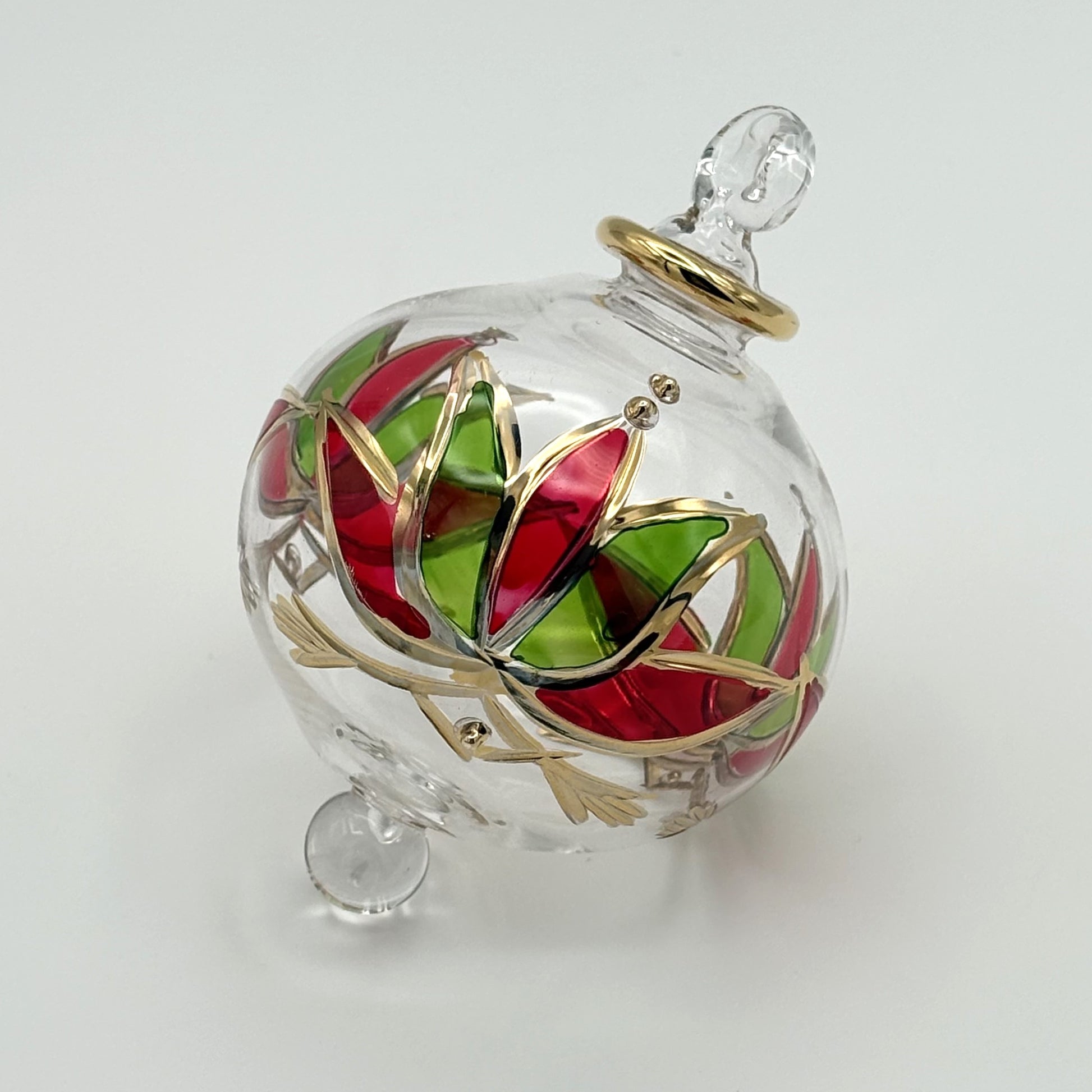 Blown Glass Small Ornament - Red Lotus