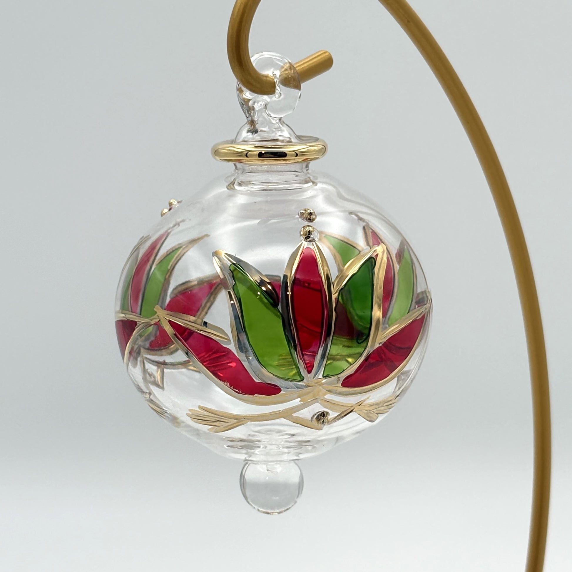 Blown Glass Small Ornament - Red Lotus