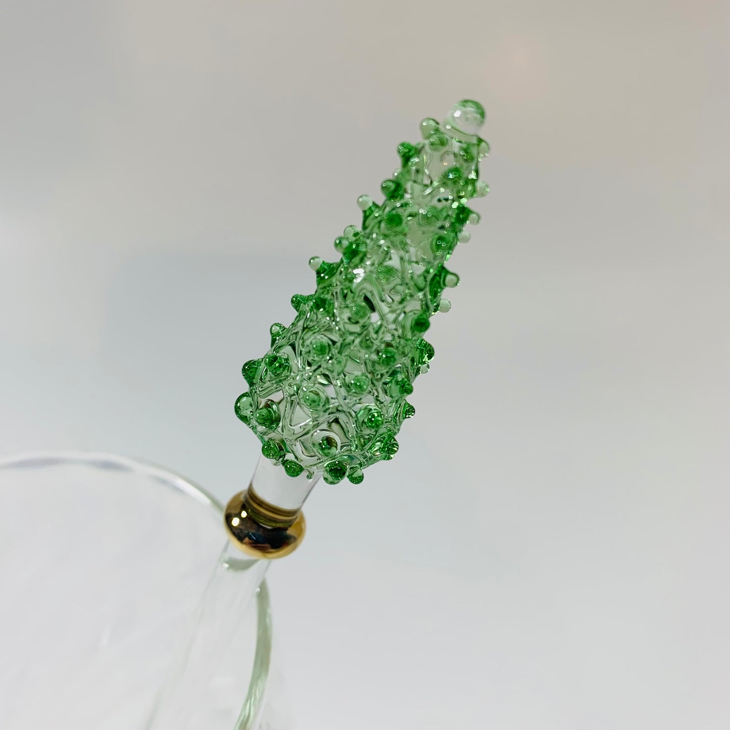 Blown Glass Cocktail Stirrer - Green Pine Tree
