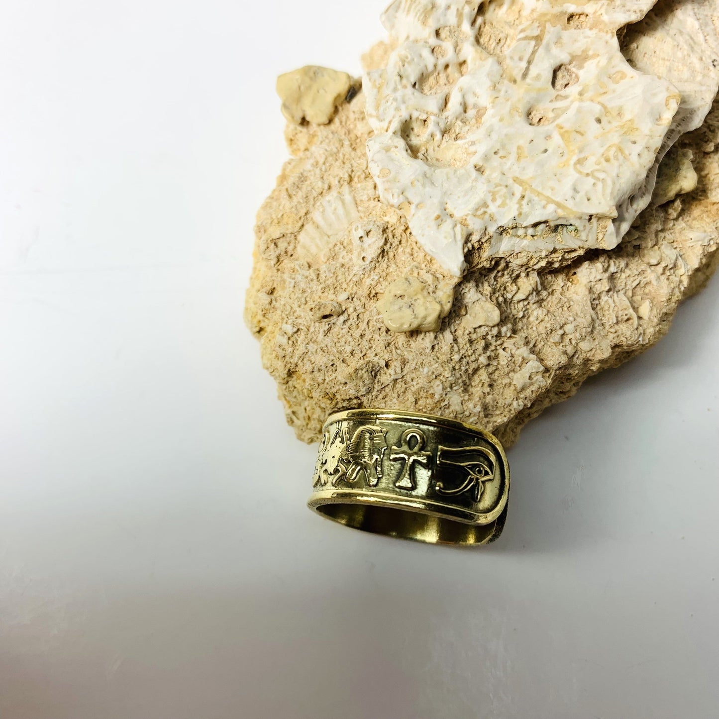 Handmade Brass Ring - Ancient Egypt Symbols