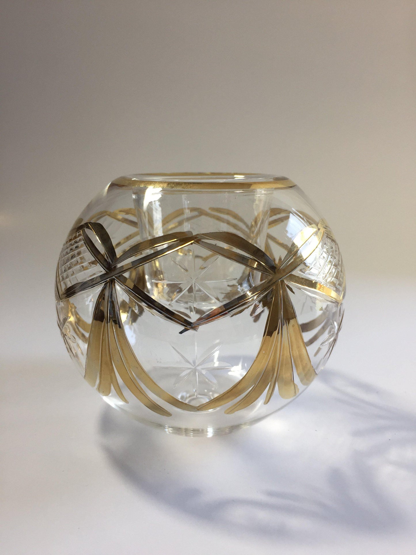 Blown Glass Candle Holder - Gold Drapes