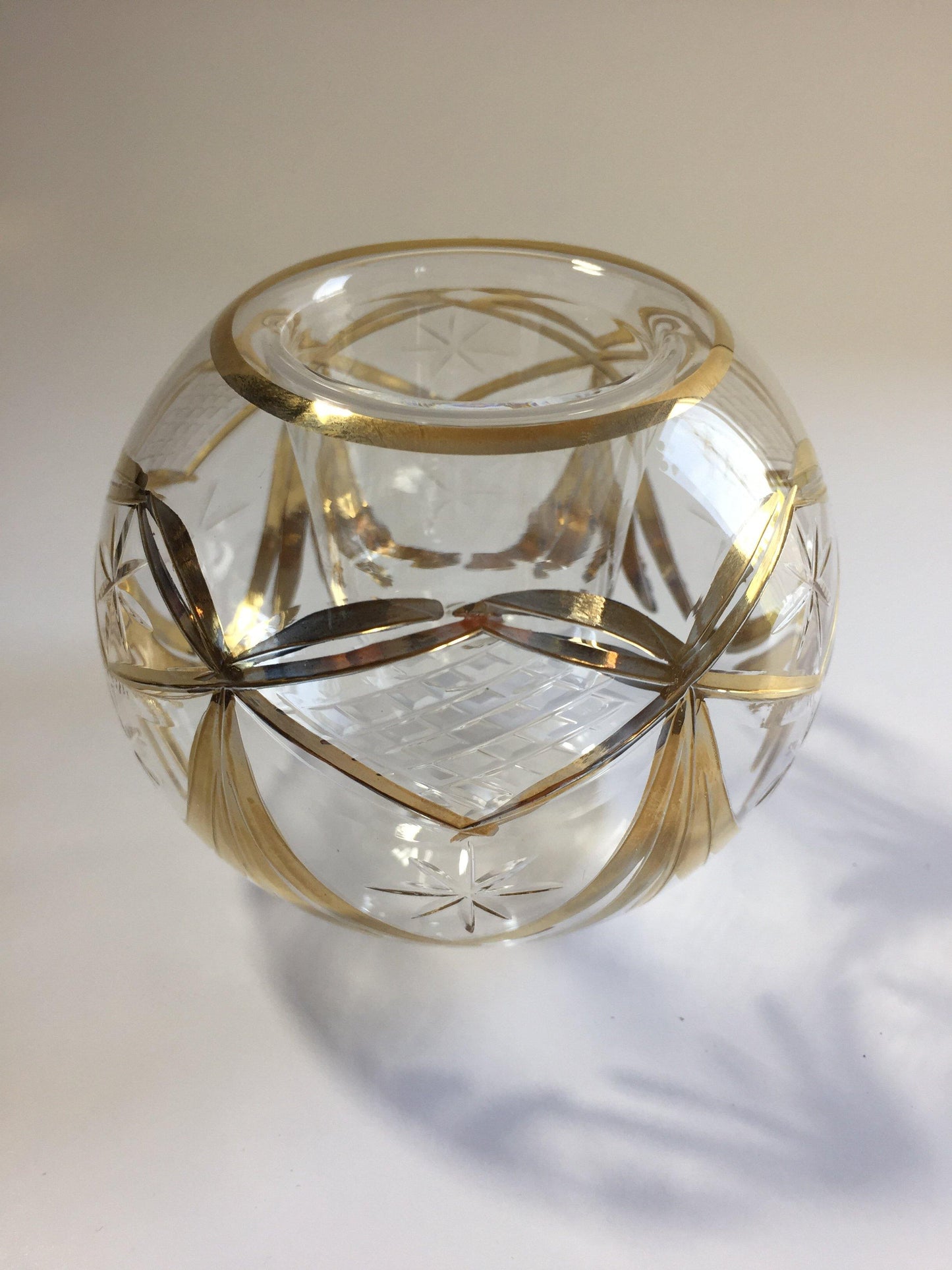 Blown Glass Candle Holder - Gold Drapes