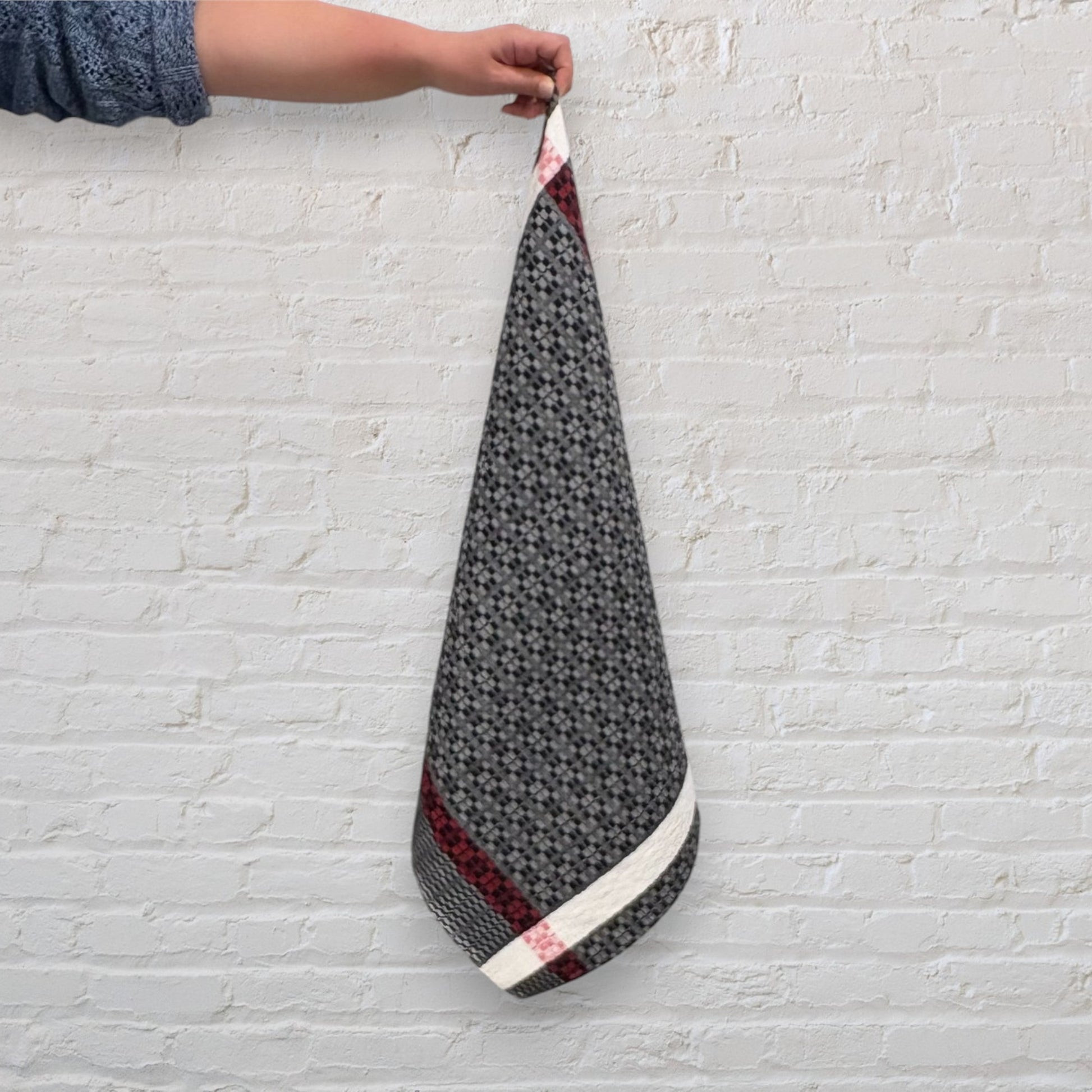 Handwoven Black & White Plaid Kitchen Towel